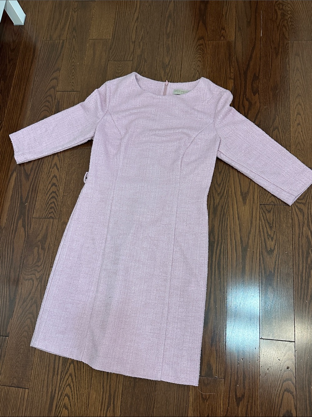 Rinascimento Soft Pink Textured Long-Sleeve Sheath Dress